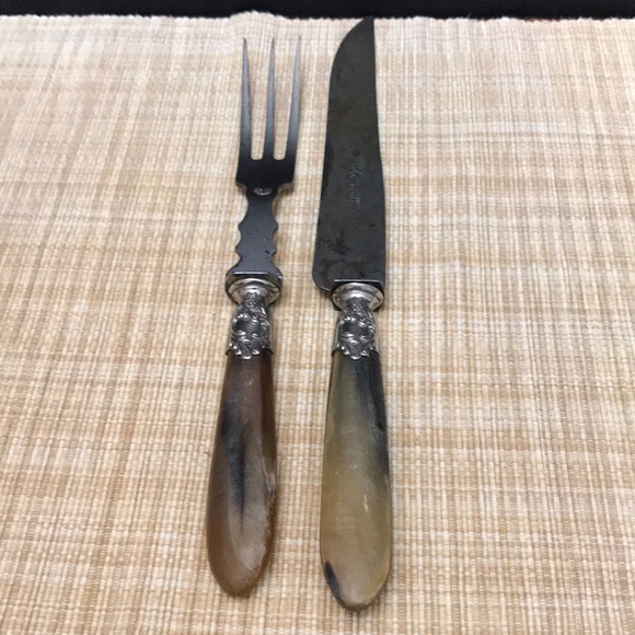 Carving Knife & Fork silver bone - Picture 1 of 4